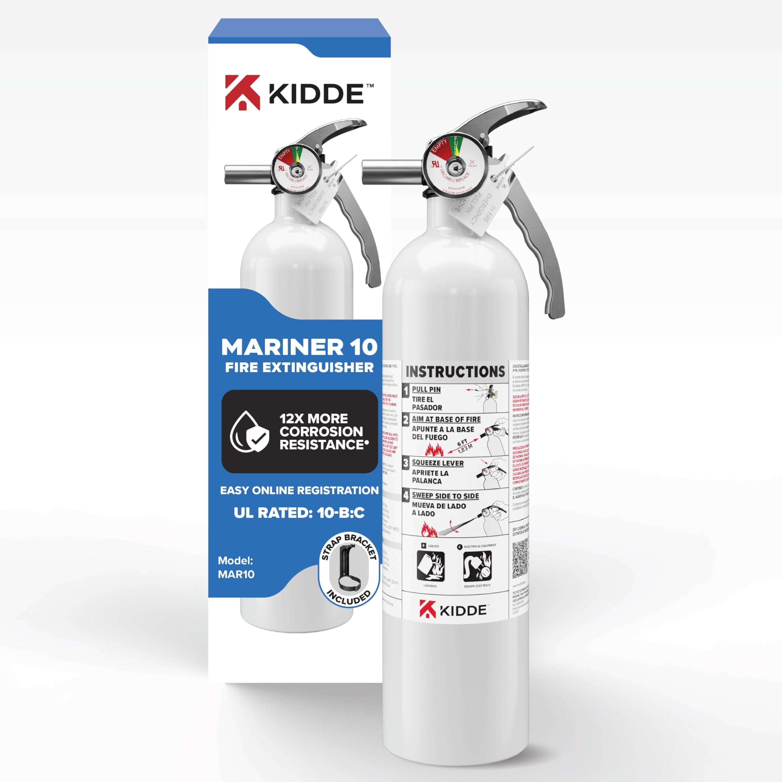 Kidde Fire Extinguisher for Boats, Single-Use 1A10BC, 2 Pack