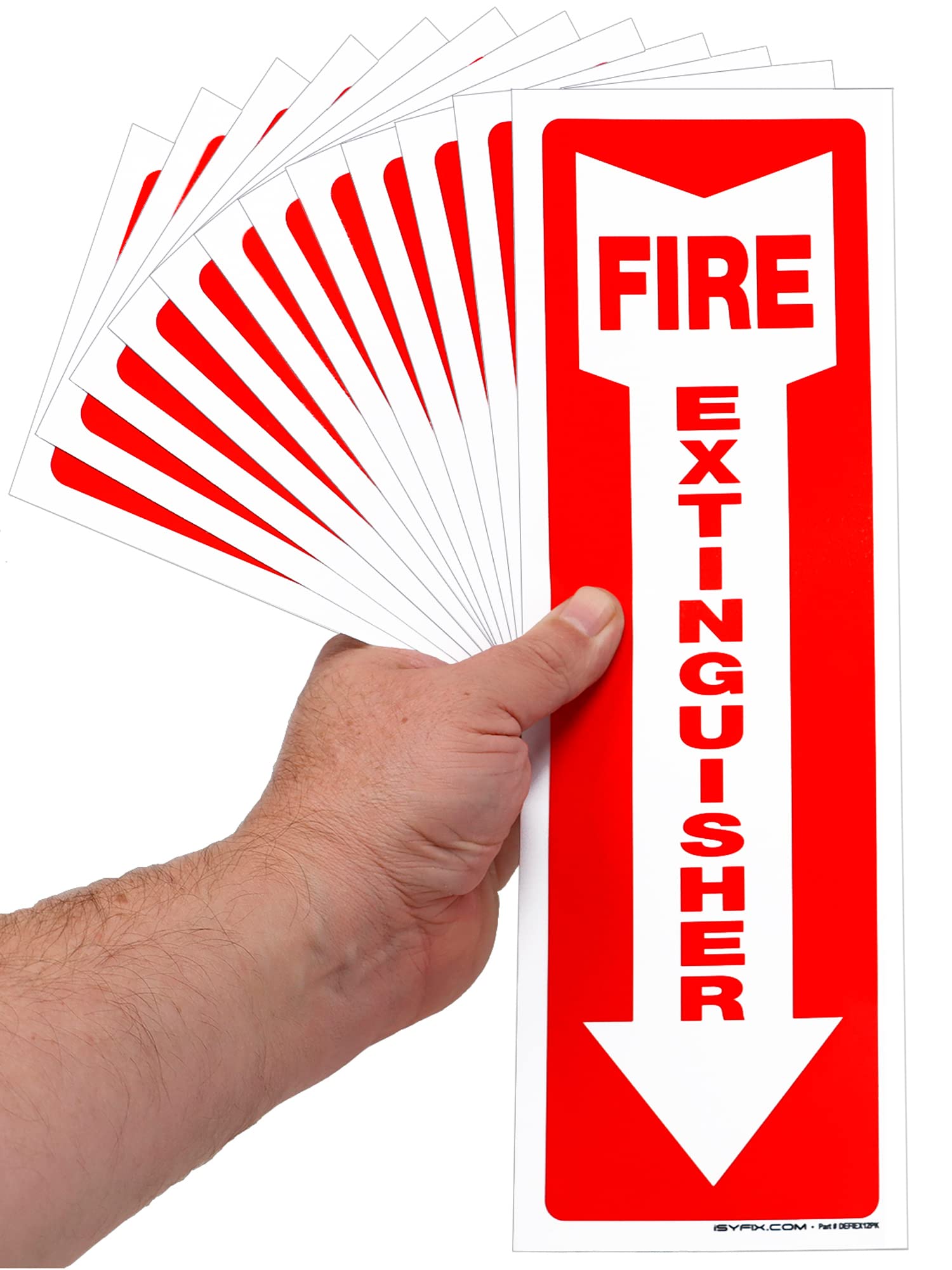 iSYFIX Fire Extinguisher Signs – 3 Pack 4x12 Inch – 40 mil Thick Polystyrene Plastic, Laminated for Ultimate UV, Weather, Scratch, Water & Fade Resistance, Indoor & Outdoor