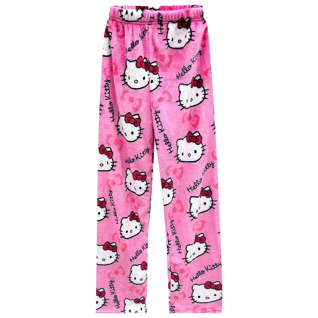 Cartoon Pajamas Pants for Women Girls Cute Cat Print Flannel Sleep Bottoms Halloween Christmas Sleepwear M