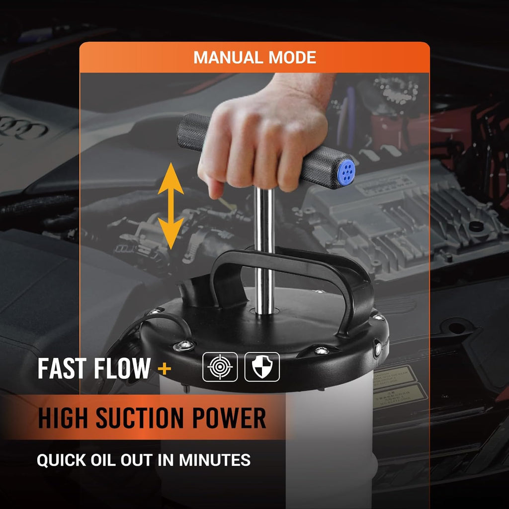 EWK 6.5L Manual Oil Extractor Pump for Oil Change, Fluid Evacuators for Cars, Boats, Jet Skies, Lawnmowers, Quick Oil Drain in 10 Pumps