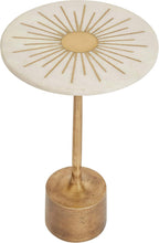 Creative Co-Op 12" R Marble & Metal Sunburst Table with Pedestal Base