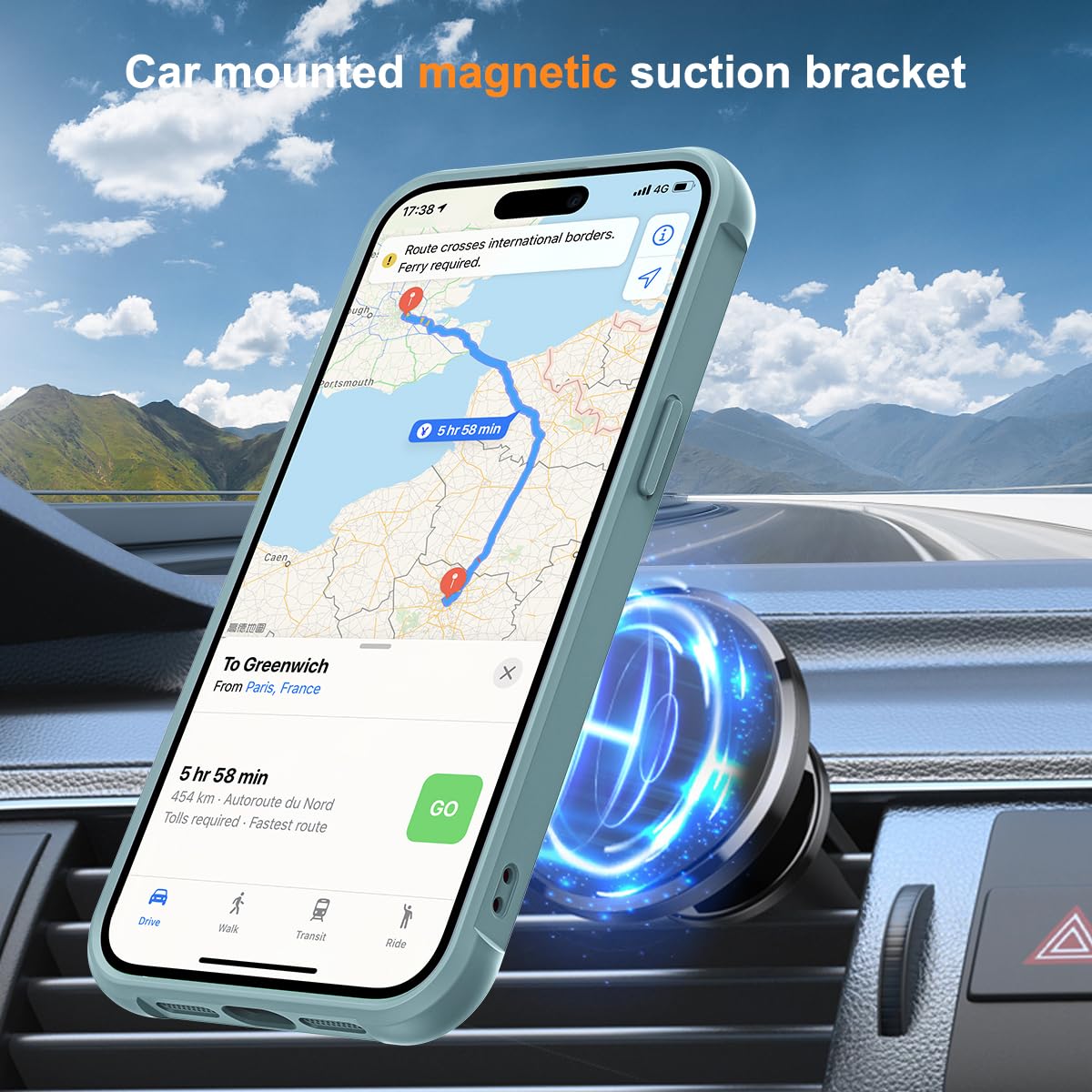 SKYLMW Compatible with iPhone 12 Pro Max Case & iPhone 13 Pro Max Case with Invisible Magnetic O-Ring Stand Case for iPhone 12 & 13 Pro Max 6.7" [Compatible with MagSafe][Great Grip Feeling], Blue