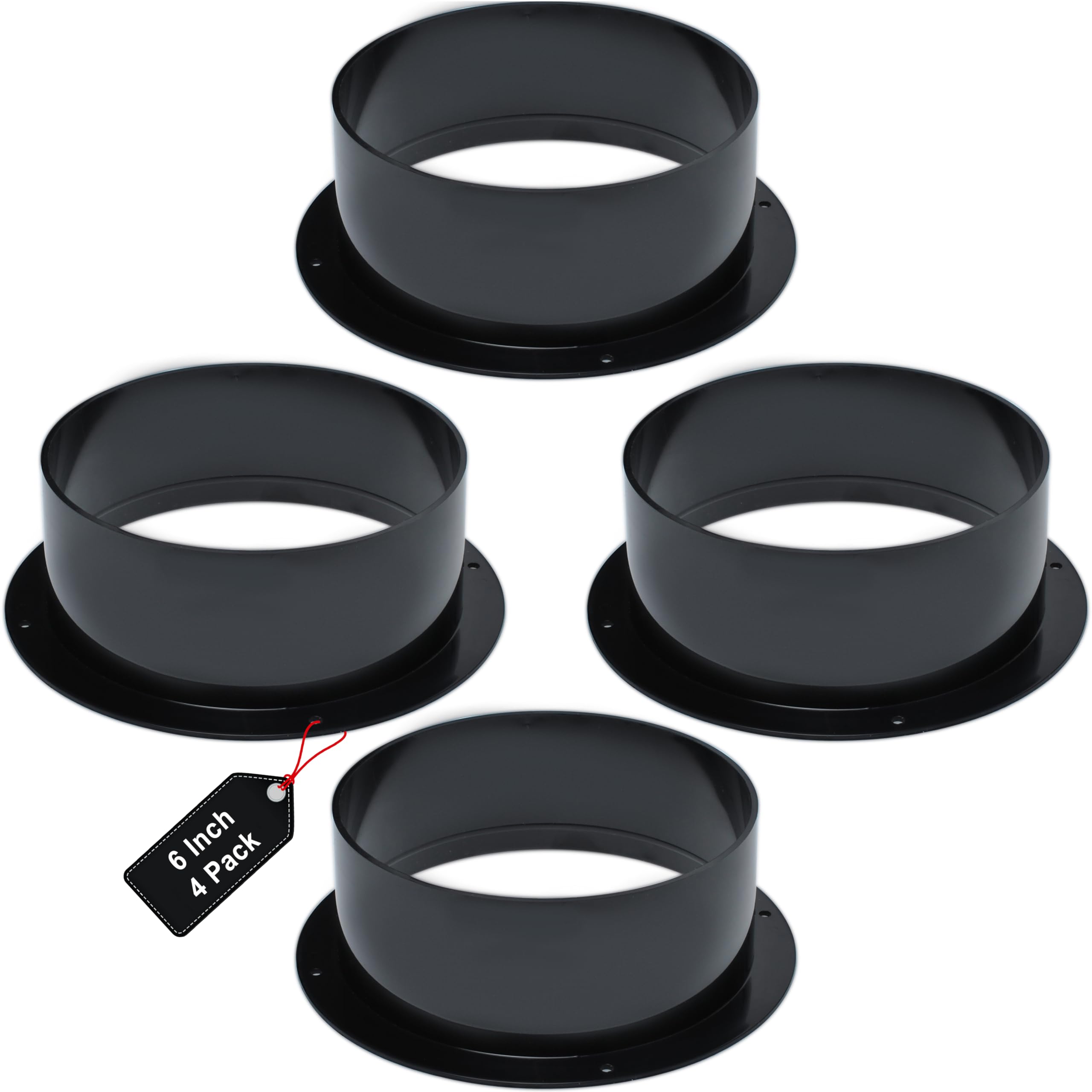 Duct Connector Flange 4 inch by Wadoy, 4 Pack ABS Quality Air Conditioner Exhaust Hose Flange Wall Mount for Heating Cooling Ventilation HVAC System Dryer Vent Wall Plate