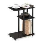 Furinno Turn-N-Tube C Shaped Side Table with Casters, Amber Pine/Black