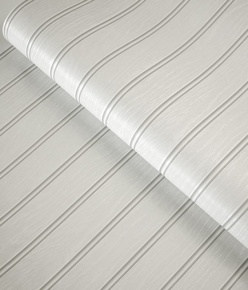 کاغذ دیواری NextWall Pearl Gray Faux Beadboard قابل چسباندن و جدا شدن