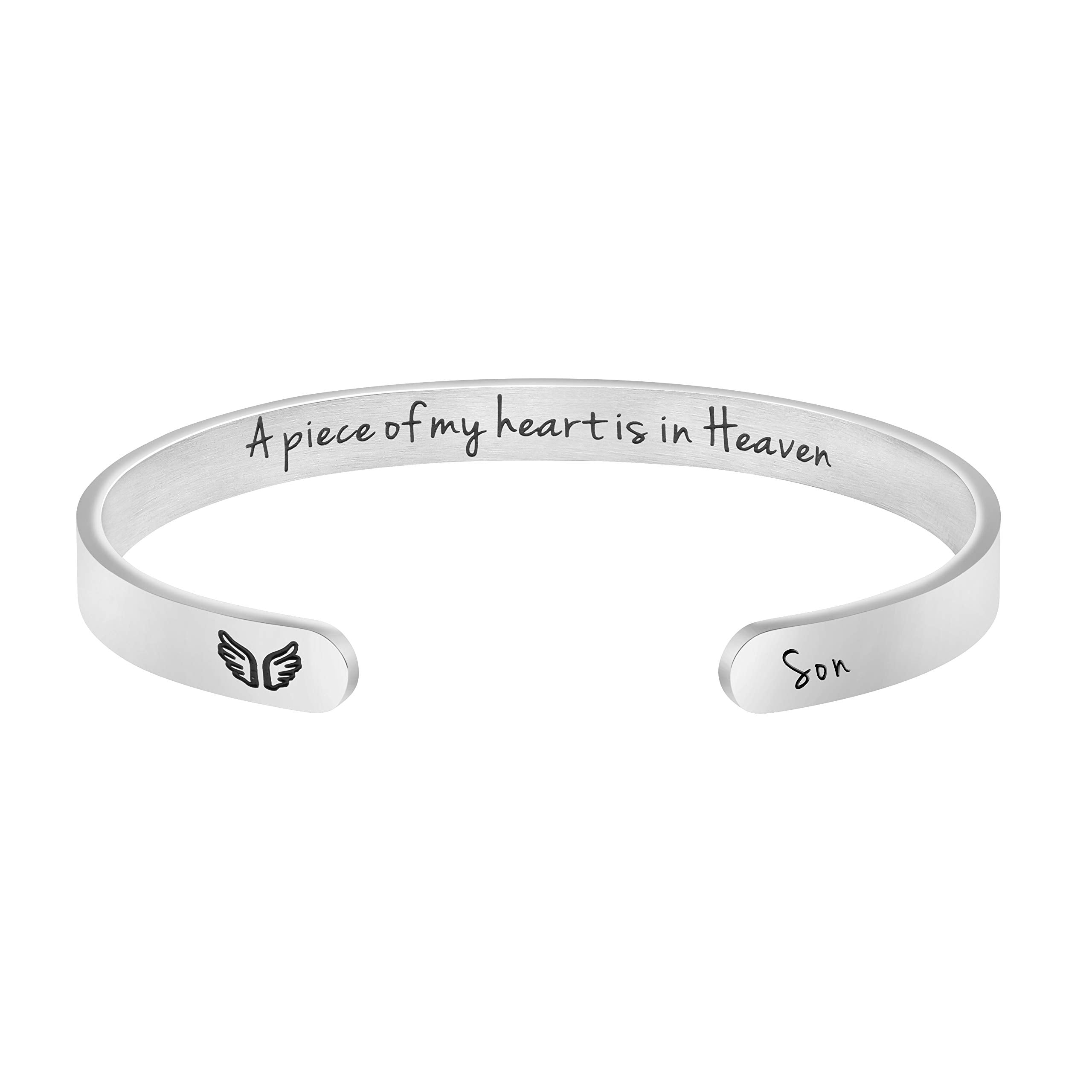 JoycuFF Memorial Gifts for Loss of Mom Dad in Memory of Jewelry Sympathy Bracelet Bereavement Cuff Secret Message Engraved Grief Gifts for Women