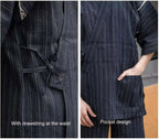 Men's Kimono Japanese Jinbei Shirt and Pant Cotton Linen Loungewear Lounge Set Spa Bathrobe, Style 5 Multicolor