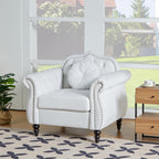 AVZEAR Chesterfield 3-Piece Living Room Sectional Sofa Set, Mid-Century Modern Upholstered PU Couch, Classic Tufted Button Sofa with Nailhead Trim for Living Room, Office (Brown)