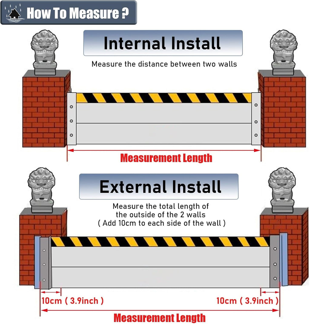 Metal Reusable Removable Flood Gate, Flood Preventing Barrier for Subways Garage, Thick Aluminum Flooding Water Barrier with Reflective Stickers, Length Customized(H-5.2ft(1.6m),L-8ft(2.44m))