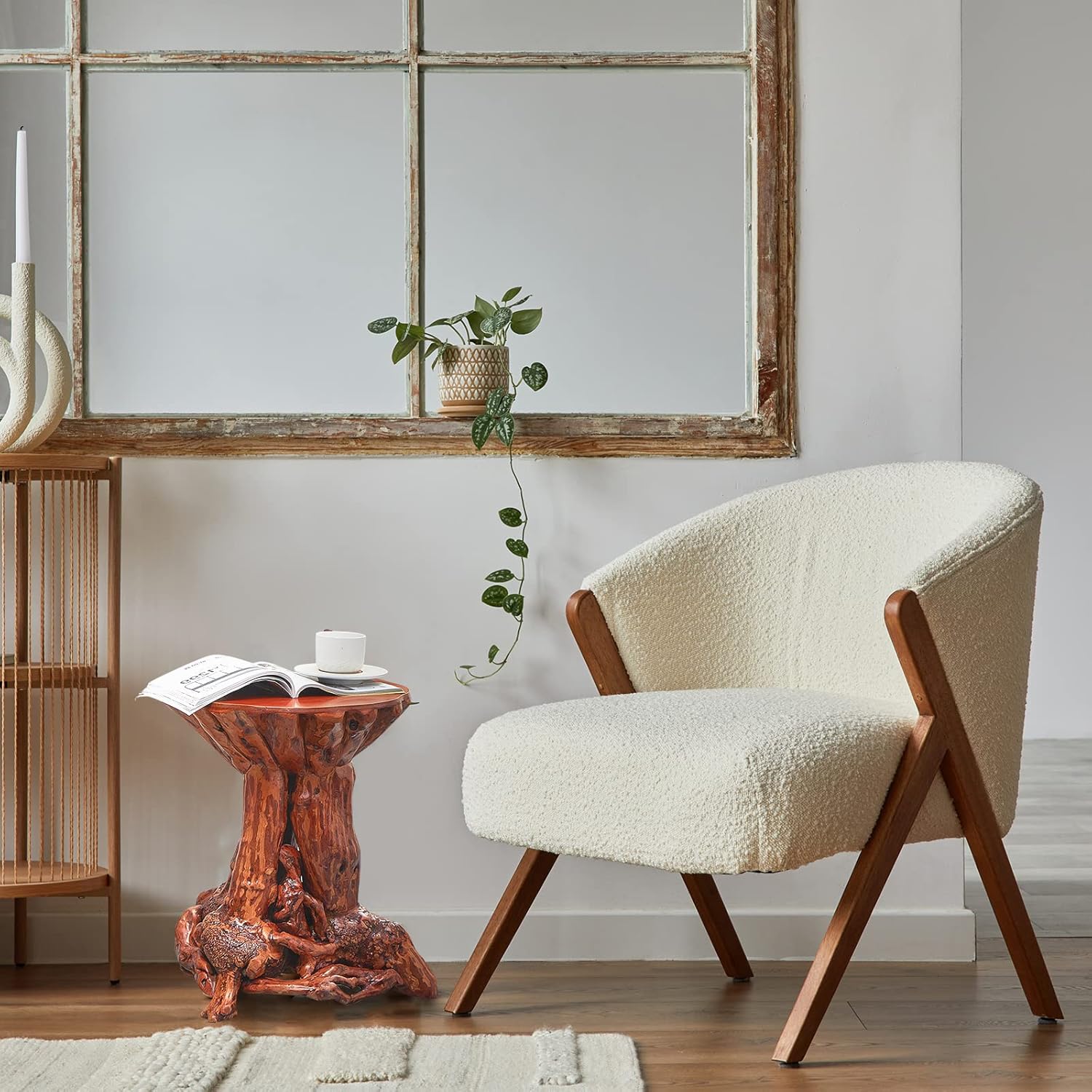 Aotea Crafts Rustic Azalea Tree Stump/Root End Table | Unique Wood Root Log Side Table | Reclaimed Primitive Round Natural Live Edge Coffee Table/Stool | Log Cabin Home Decor Furniture