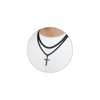 SENRAN Layered Cross Necklace for Men Boys Stainless Steel Layered Cuban Link Chain 16-24 inch Christian Cross Pendant Religious Jewelry Gifts