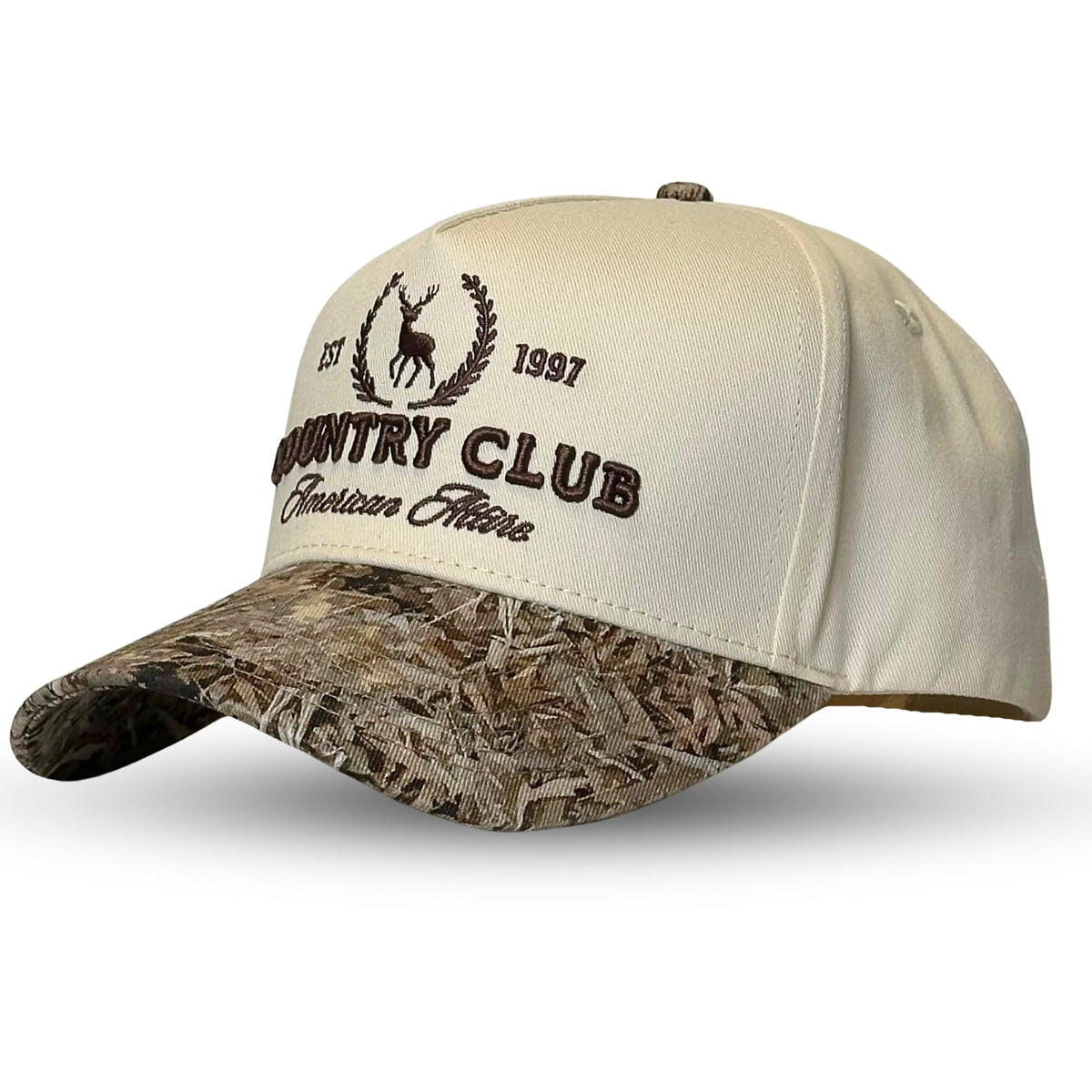 Vintage Trucker Hat | Country Cowboy Cute Preppy Retro Western Trucker Hats | Men Women Trendy Snapback | Tan Red Green Black (Country Club | Camo)