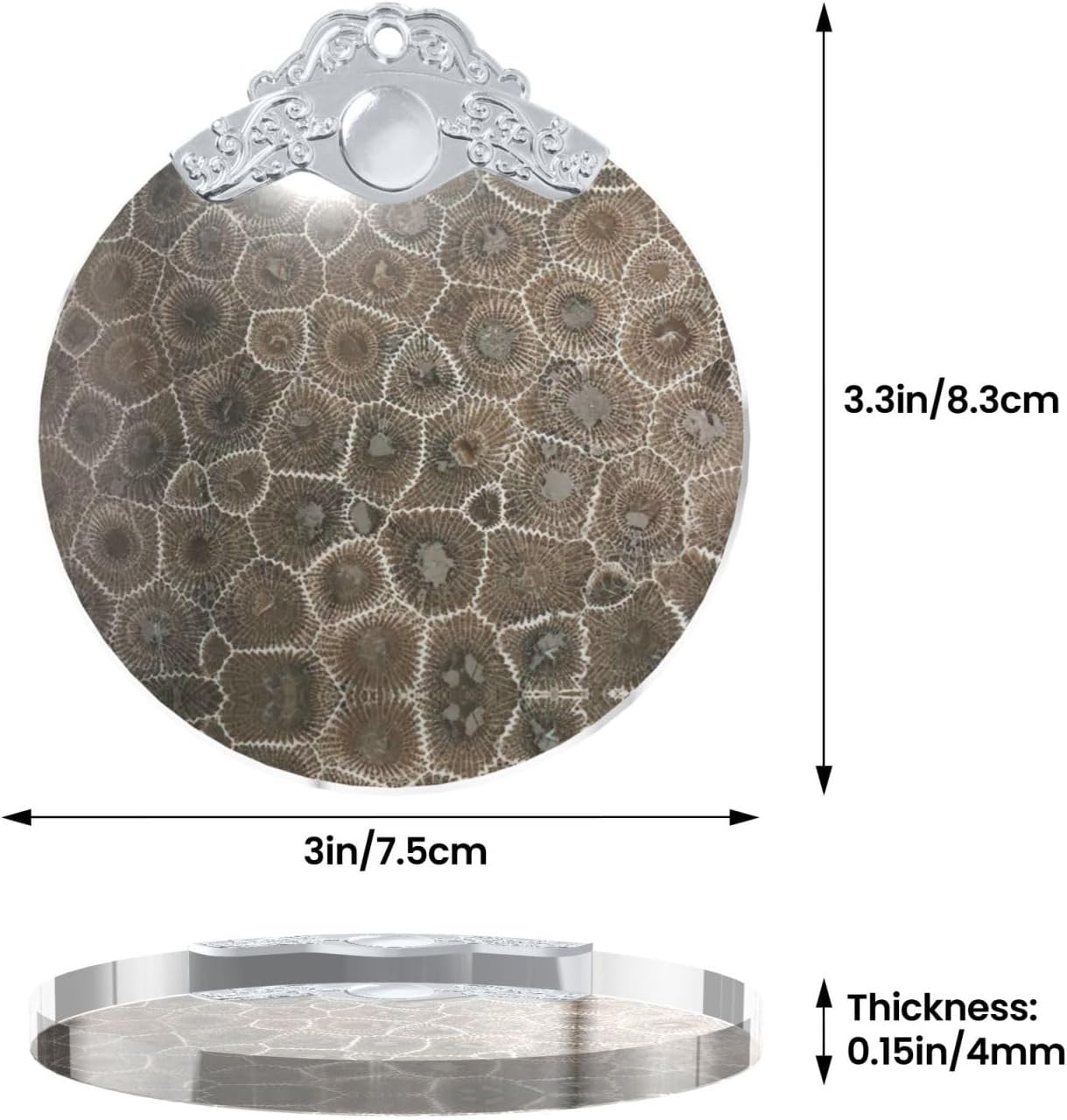 Petoskey Stone Christmas Ornaments for Xmas Tree Decorations with Metal Ringfor Party Decoration Hanging