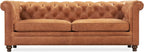 Poly & Bark Lyon Leather Couch - 87.4 Inch Sofa - Full-Grain Leather Sofa for Living Room with Feather-Down Topper - Living Room Couch - Vintage Italian Leather in Cognac Tan