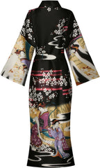 Women's Floral/Patterned Silky Kimono Robes Long Satin Bathrobes Sleepwear Loungewear