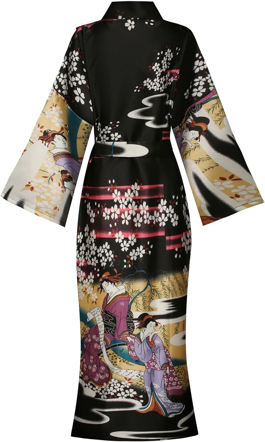 Women's Floral/Patterned Silky Kimono Robes Long Satin Bathrobes Sleepwear Loungewear