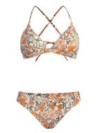 CUPSHE Bikini Set for Women Two Piece Swimsuits V Neck Low Rise Crisscross Back Self Tie Spaghetti Straps,S