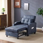 VINGLI Sleeper Chair 3-in-1 Convertible Sofa Bed Adjustable Recliner Sofa Modern Pull Out Couch Bed with 2 USB Ports 2 Cup Holders 2 Side Pockets for Living Room Bedroom Small Spaces, Dark Grey