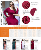 VIISHOW Women's Long Sleeve Loose Plain Maxi Dresses Casual Long Dresses with Pockets(White,Medium)