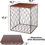 Small Coffee Table Storage, Square End Tables Blanket Basket with Lid for Living Room Folding Storage Side Table 1 Pack