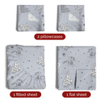 Queen Christmas Tree Sheet Set - Holiday Xmas Pattern Linen Set - Deep Pockets - Snug Fit - 4 Piece - Wrinkle Free - Comfy & Cooling Festive Winter Bedding - Easy To Care For - Kid Friendly