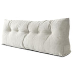 Lukace Premium kilepude hovedgærde med aftageligt betræk - trekantet læsestøtte ryglæn til seng med sidelommer, perfekt til læsning og TV (beige enkeltsengsstørrelse, 39x8x20 tommer)