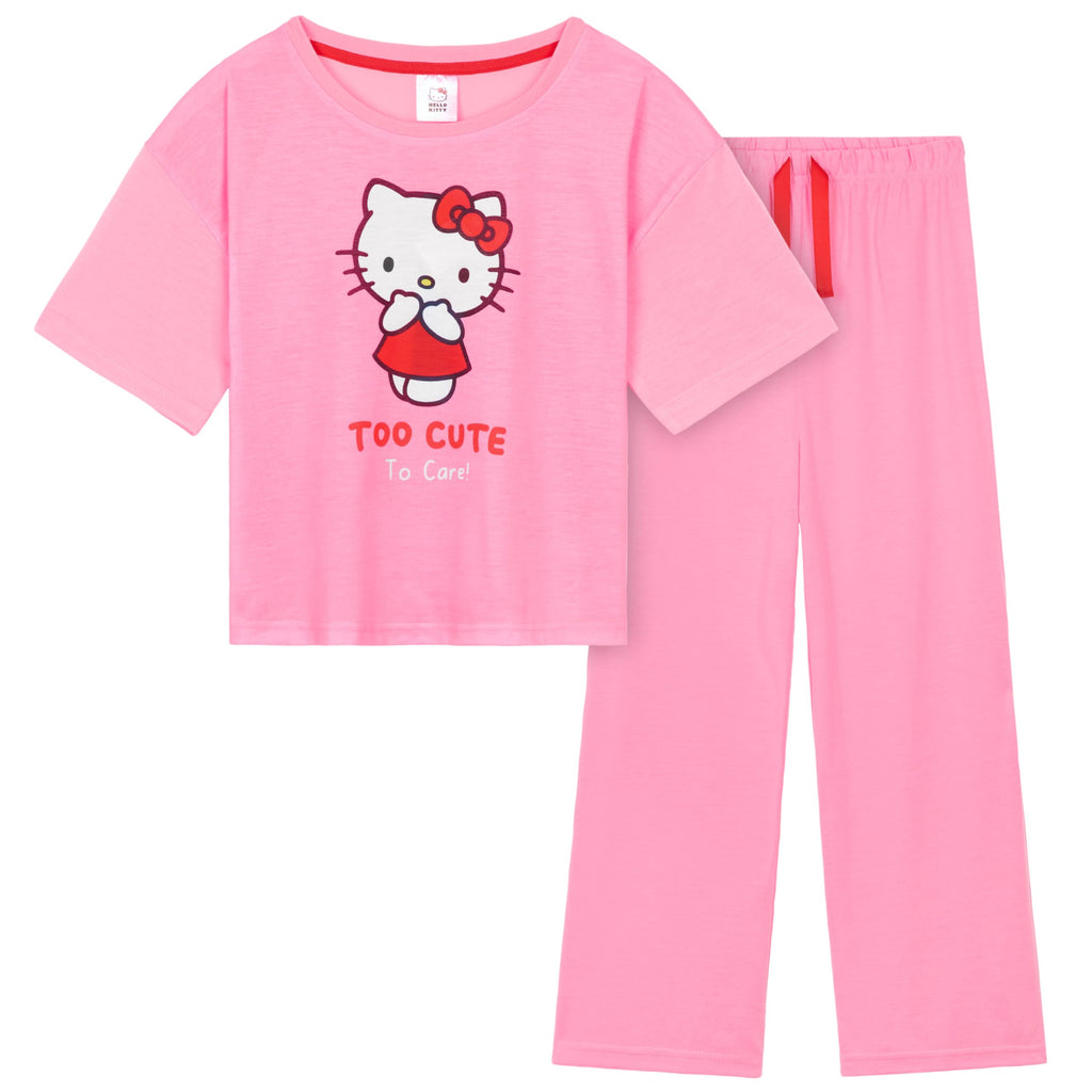 Hello Kitty Girls Pajamas Set, Comfortable Loungewear – Gifts for Girls (11-12 Years, Pink)