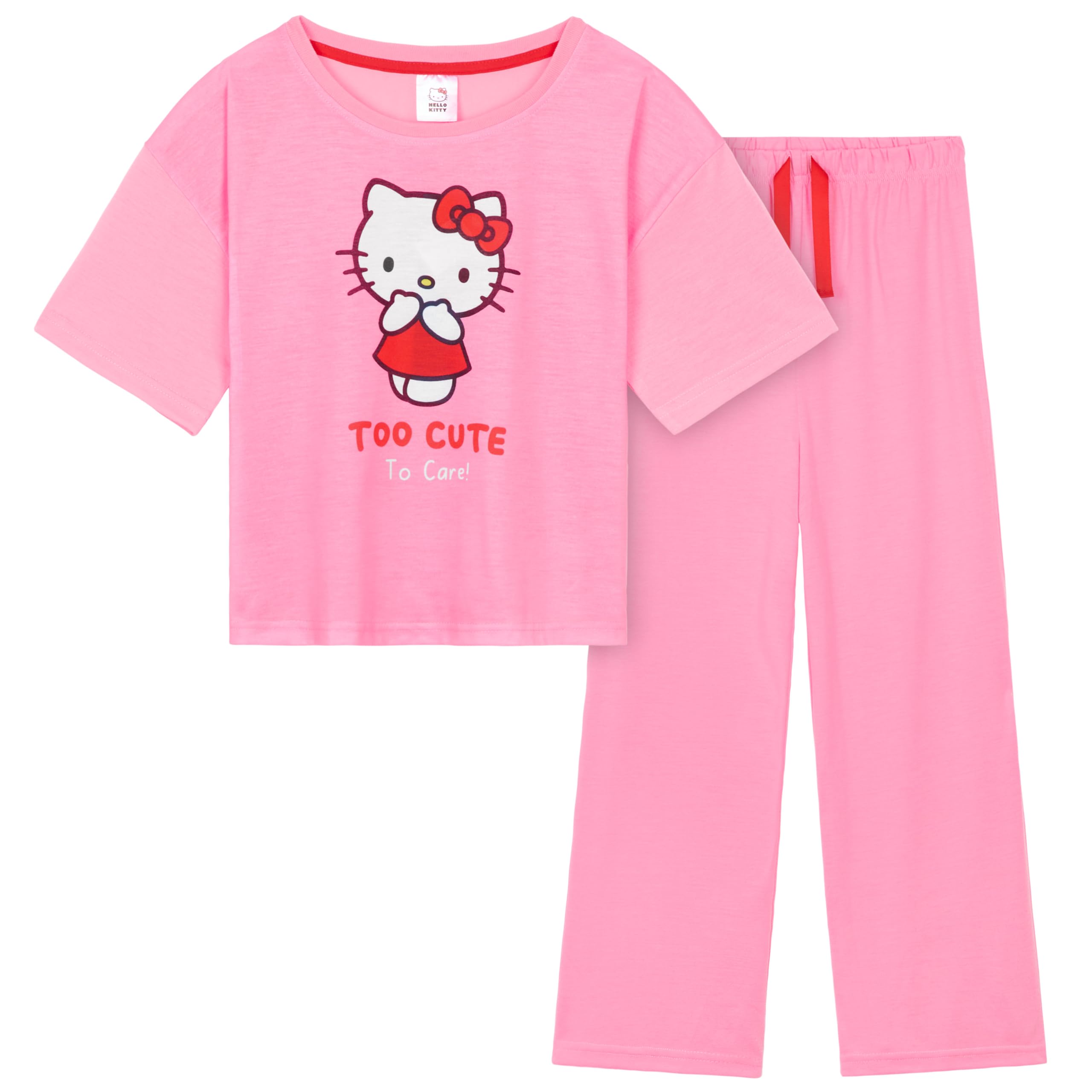 Hello Kitty Girls Pajamas Set, Comfortable Loungewear – Gifts for Girls (11-12 Years, Pink)