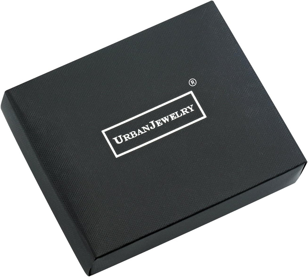 Urban Jewelry Men's Bracelet Stainless Steel Silver 8.5 inch L x 0.25 inch W (With Branded Gift Box)