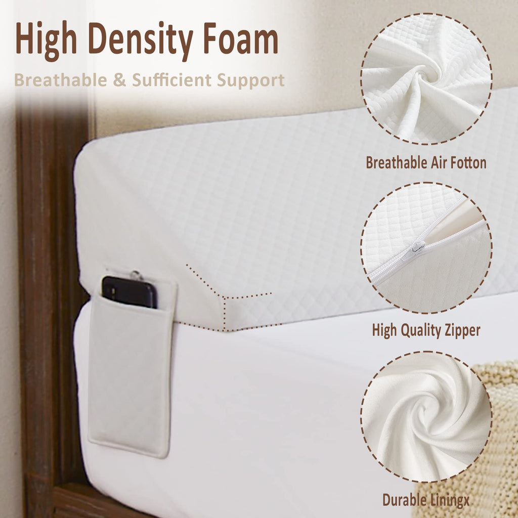 Homemate King Size (76"x10"x6") Bedwig Kussen voor Hoofdeinde - Bedkloofvuller (0-8") - Driehoekige Steunkussen Wig - Wit