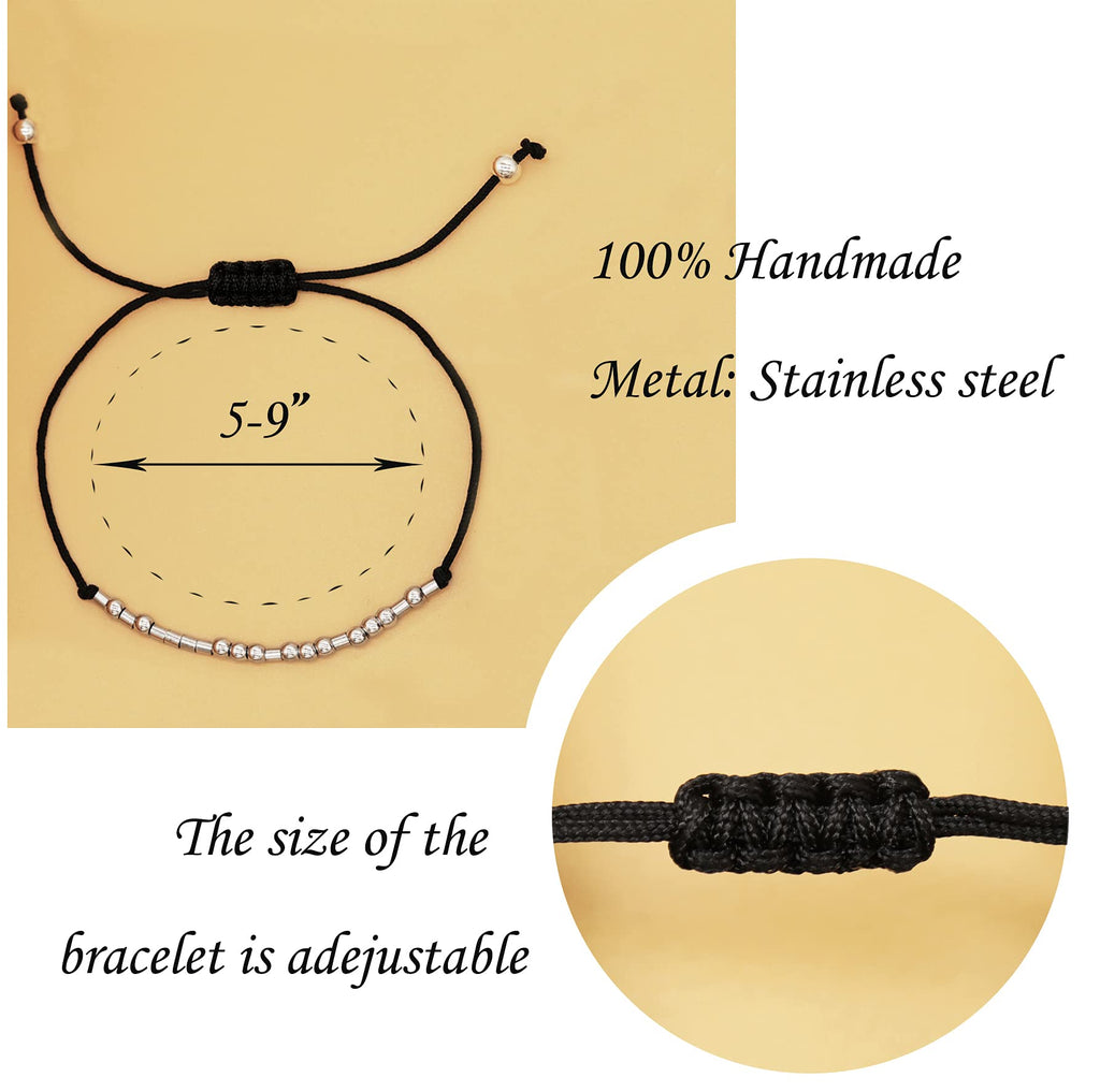 OBSUN Morse Code Bracelet Funny Gift for Women with Meaning Card Gift Card for Best Friend Couple Mom Family (I am fearless)