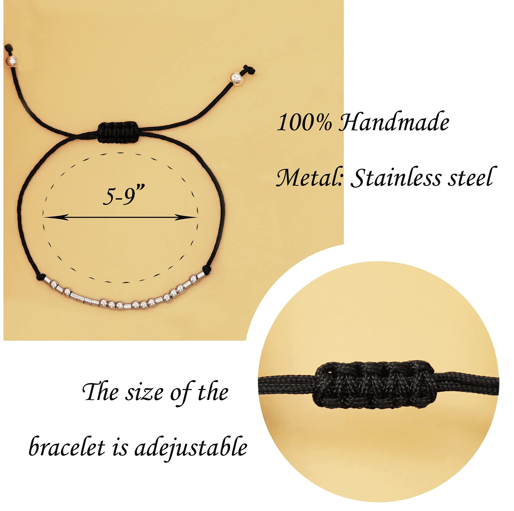 OBSUN Morse Code Bracelet Funny Gift for Women with Meaning Card Gift Card for Best Friend Couple Mom Family (I am fearless)