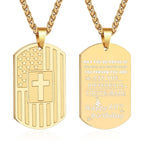 DuoDiner Graduation Gifts-American Dog Tag Necklace Bible Verse Pendant, First Communion Baptism Confirmation Religious Graduation Gifts for Him Boys Men Kids Teens Dad