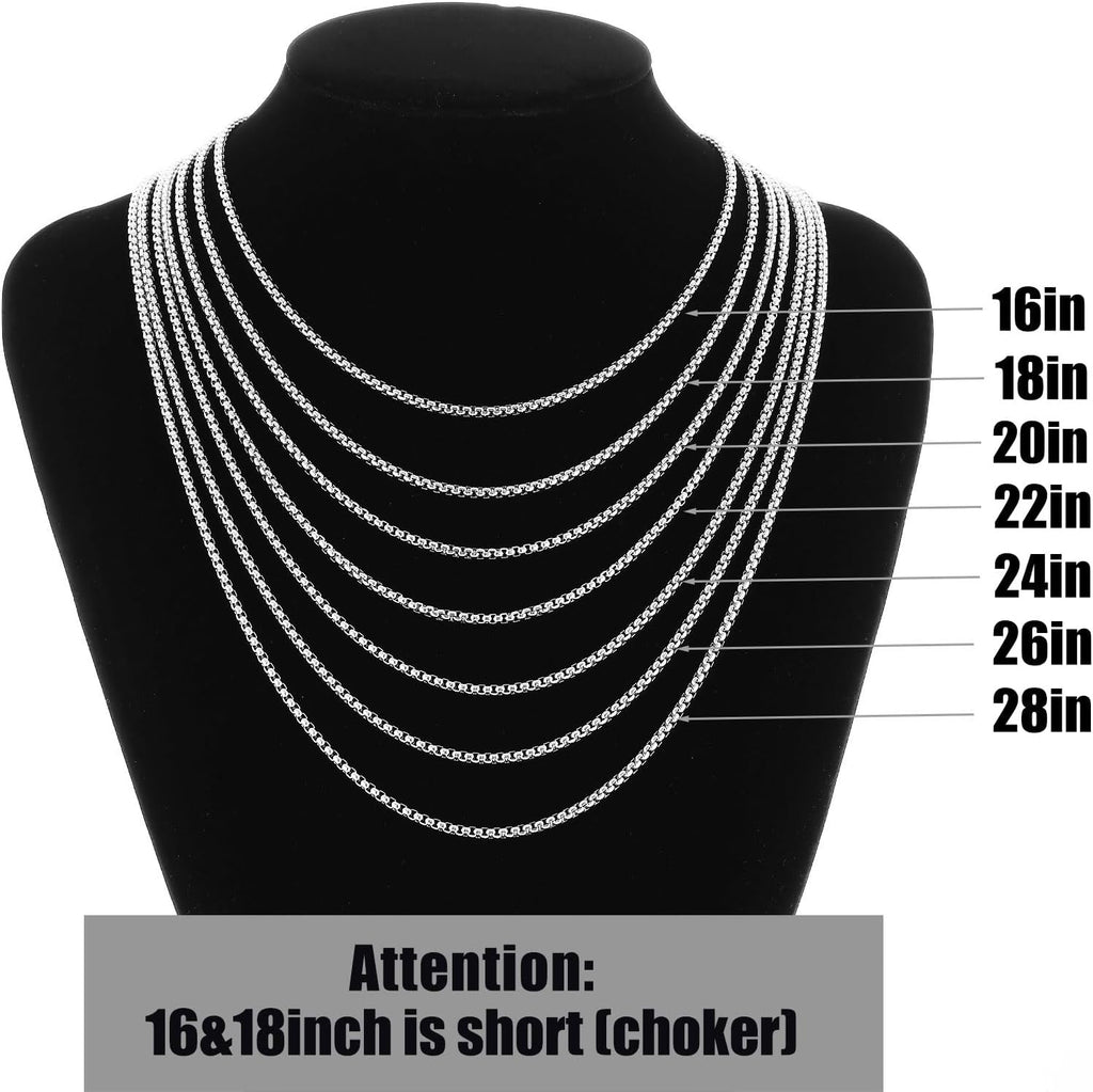 Fiusem Cross Necklace for Men, Silver/Gold/Black Mens Cross Necklaces with 2.5mm Cross Chain and Stainless Steel Cross Pendant, Box Chain 16-24 Inch