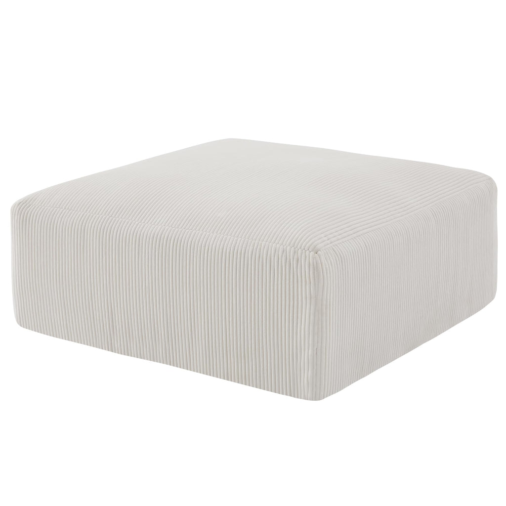 Sectional Cloud Boneless Sofa Couches for Living Room-113'' Beige 3 Seater U-Shaped Modern Lounge Couch-No Assembly Modular Corduroy Convertible Sponge Sleeper Sofas with Chaise for Home House