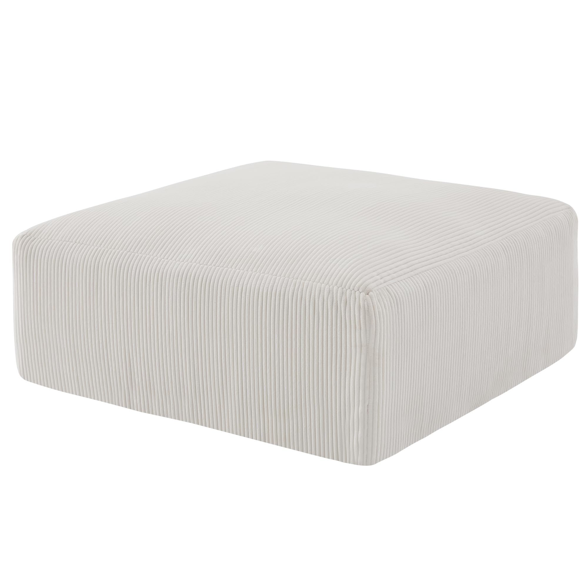 Sectional Cloud Boneless Sofa Couches for Living Room-113'' Beige 3 Seater U-Shaped Modern Lounge Couch-No Assembly Modular Corduroy Convertible Sponge Sleeper Sofas with Chaise for Home House