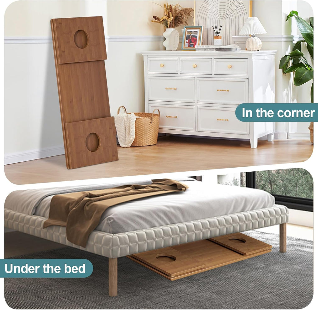 Foldable Japanese Floor Table Low Bamboo Coffee Table for Tatami Meditation,Easy Assembly,Space-Saving Design, Ideal for Small Spaces,Living Room,Bedroom,Office (Walnut, 31.49 INCH)