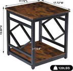 Mini Fridge Table with Storage Industrial End Table Square Bedside Table with Large Capacity Storage Metal Frame Nightstand Coffee Stand Printer Table for Living Room Bedroom Rustic Brown