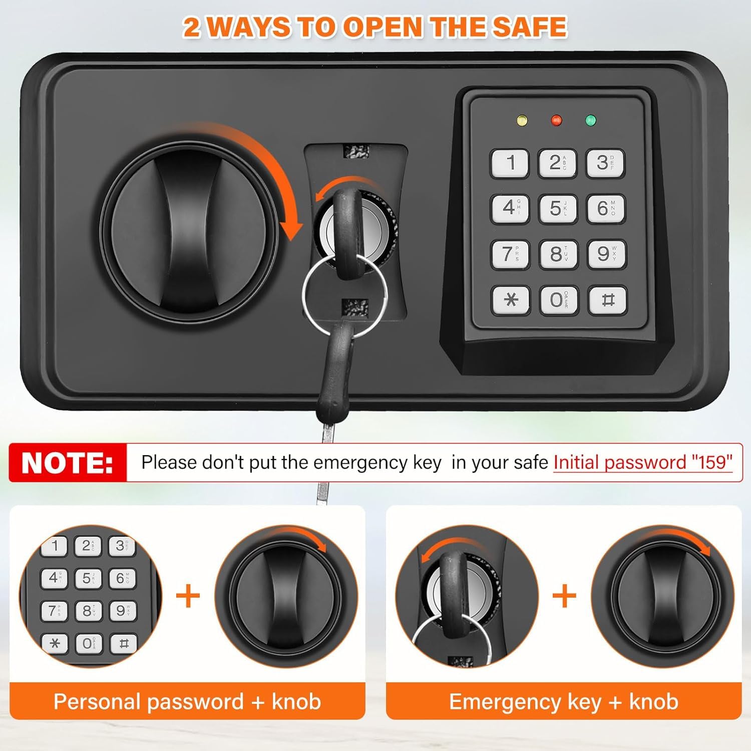 7.5 Cuft Extra Large Safes for Home Use with TWO DOOR, Fireproof Home Safe Box with Electronic Keypad, Spare Key, Smart Alarm, Mute Mode, Anti-theft Fire proof Safe for Documents, Jewelry, Medicines