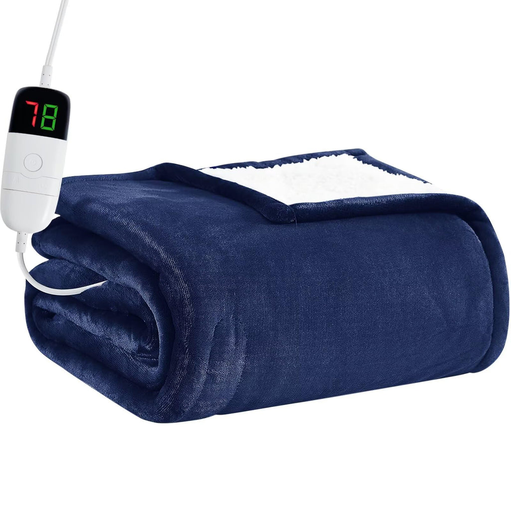 Heated Electric Blanket Queen Size - 84" x 90" Heating Blanket with Dual Control, 10 Levels & 8 Hours Auto Off, Soft Warm Flannel Gift with Over-Heat Protection, ETL & FCC Certified