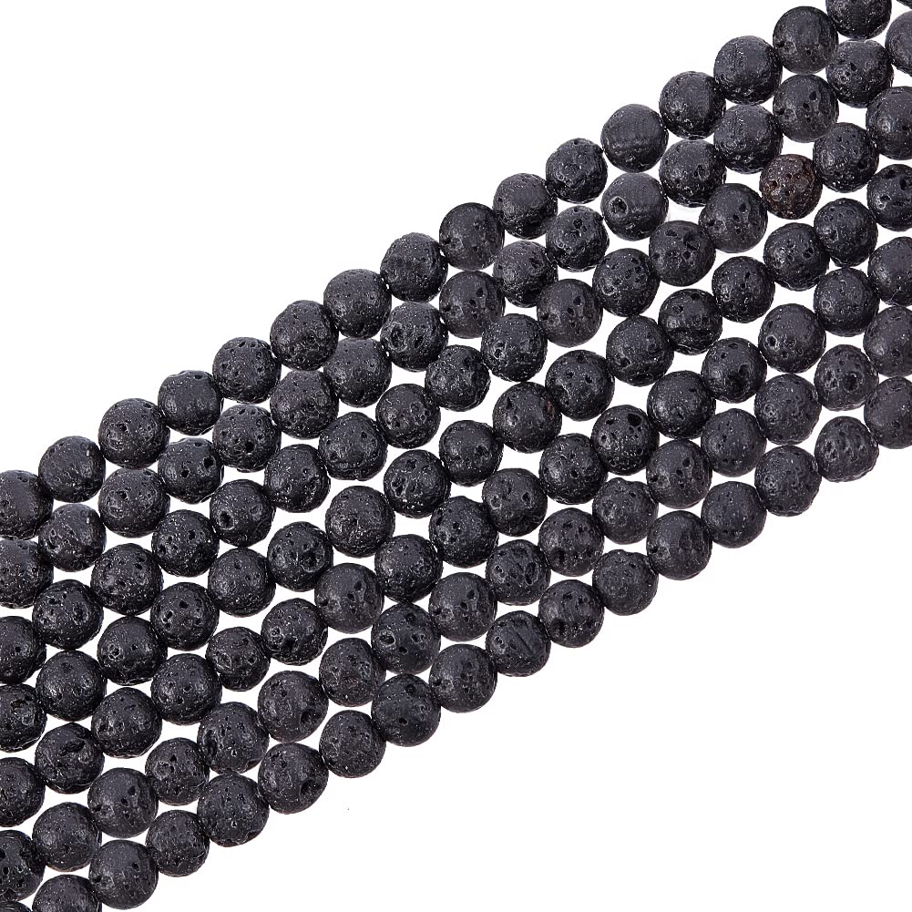 PH PandaHall 470pcs 8mm Lava Beads Natural Black Bead Black Lava Spacer Beads Oil Diffuser Bead Round Rock Stone Volcanic Rock Chakra Stone for Earrings Necklaces Bracelet Jewelry Making