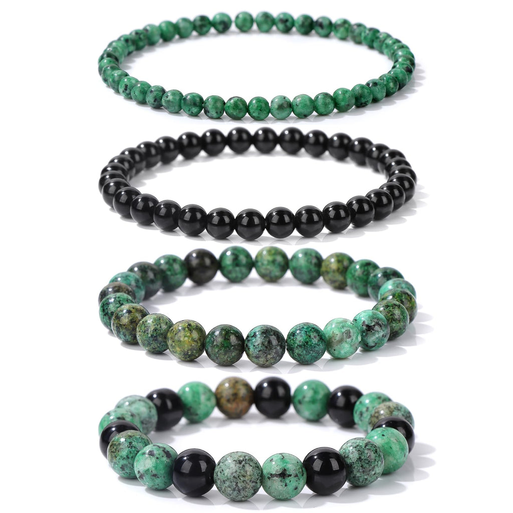 4pcs Beaded Bracelets for Women,Natural Healing Crystal Gemstones Bracelet,Anxiety Stress Relief Bracelet Handmade purple Jewelry Gifts for Women