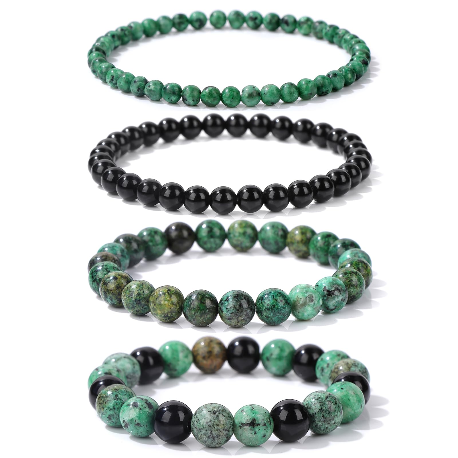 4pcs Beaded Bracelets for Women,Natural Healing Crystal Gemstones Bracelet,Anxiety Stress Relief Bracelet Handmade purple Jewelry Gifts for Women