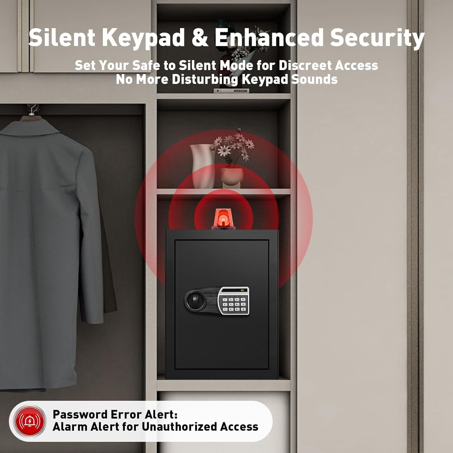 ToruKeep 2.4 Cub Fireproof Safe Box for Home Documents Use, Home Safes Fireproof Waterproof with Digital Combination Lock, Fire Proof Safe with Removable Shelf, Sensor Light