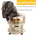 RNE Coffee Table with Wheels,Round Side Table with 2-Tier Storage Shelf,End Table Easy Assembly,Cocktail Table for Home Office