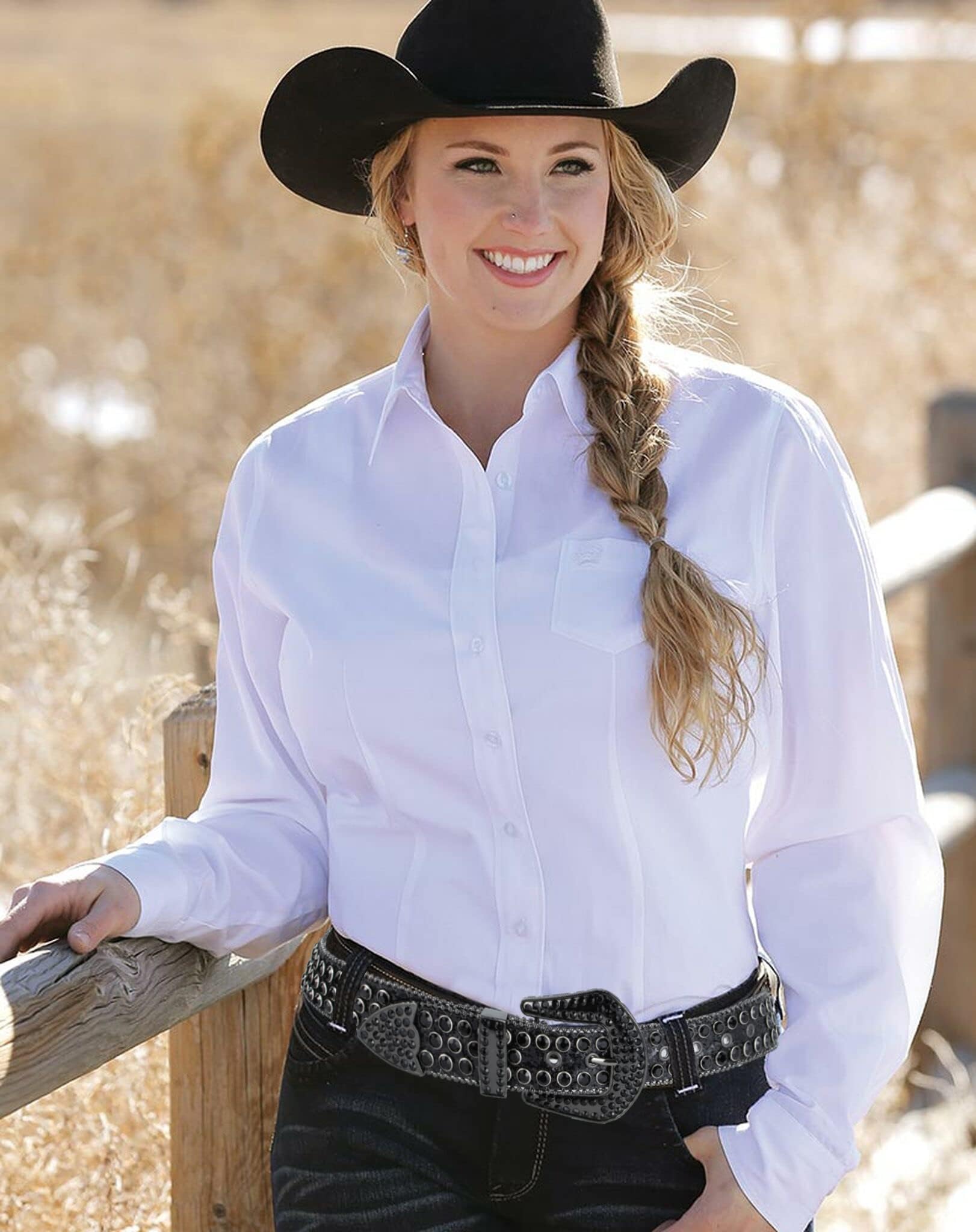 UTOWO Rhinestone Belt for Women Men, Western Cowgirl Cowboy Bling Studded Leather Belt for Jeans Pants