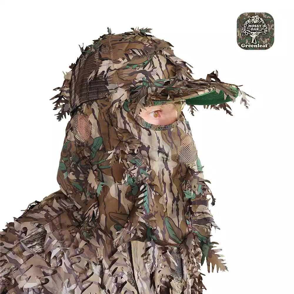 Mossy Oak Greenleaf 2-i-1 3D Bladret Camo Ansigtsmaske Hat (Justerbar, OSFM)