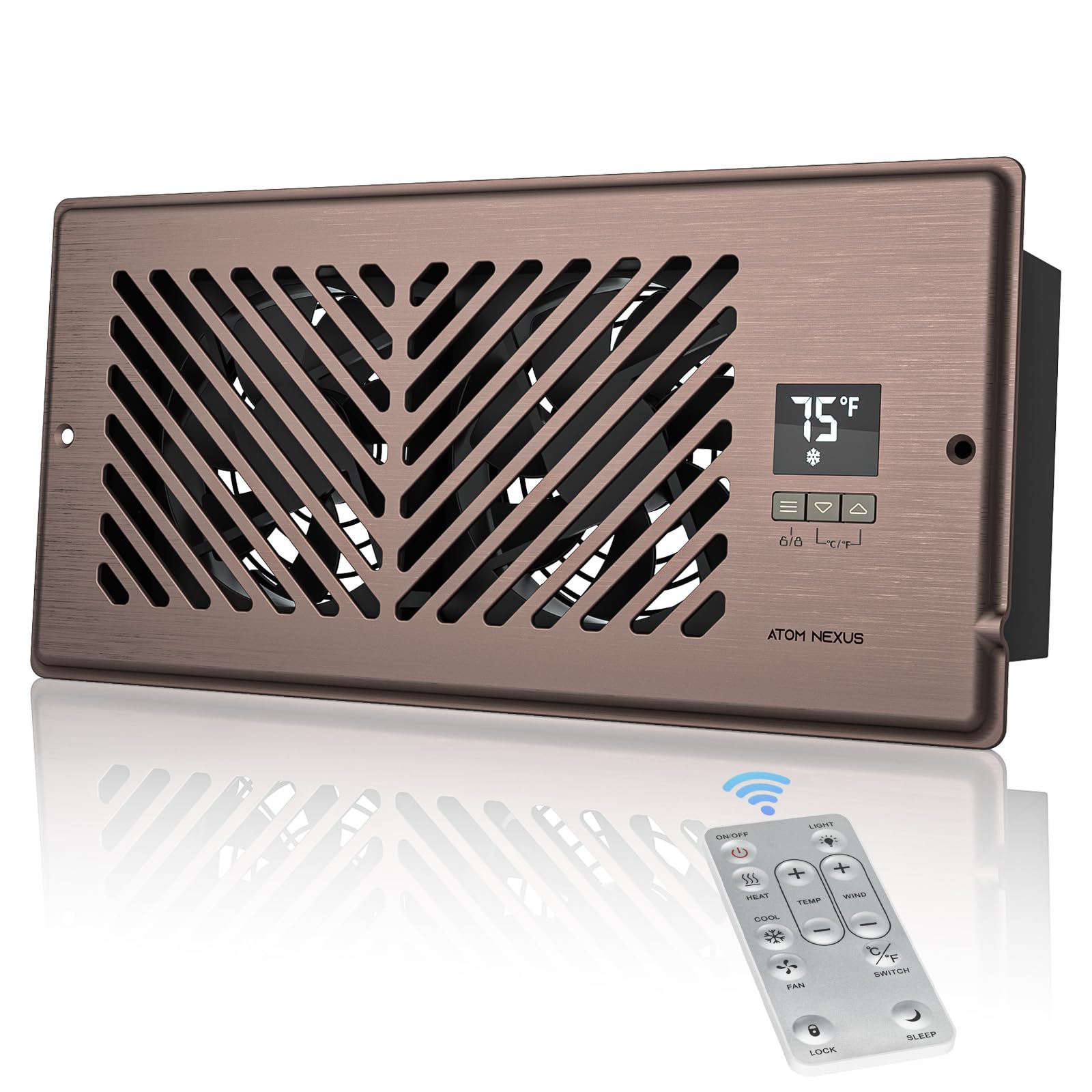 Quiet Register Booster Fan Fits 4”x10” Register Holes, Smart Vent Booster Fan with Thermostat & Remote Control, 10-Speed Control Heating Cooling AC Vent (White)