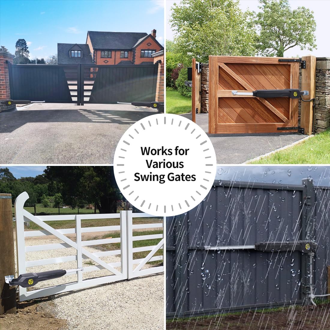 TOPENS JY9132 Automatic Gate Opener for Super Heavy Duty Dual Swing Gates Up to 20ft per Arm, Commercial Double Swing Gate Operator AC Powered with Remote Control Kit Solar Compatible