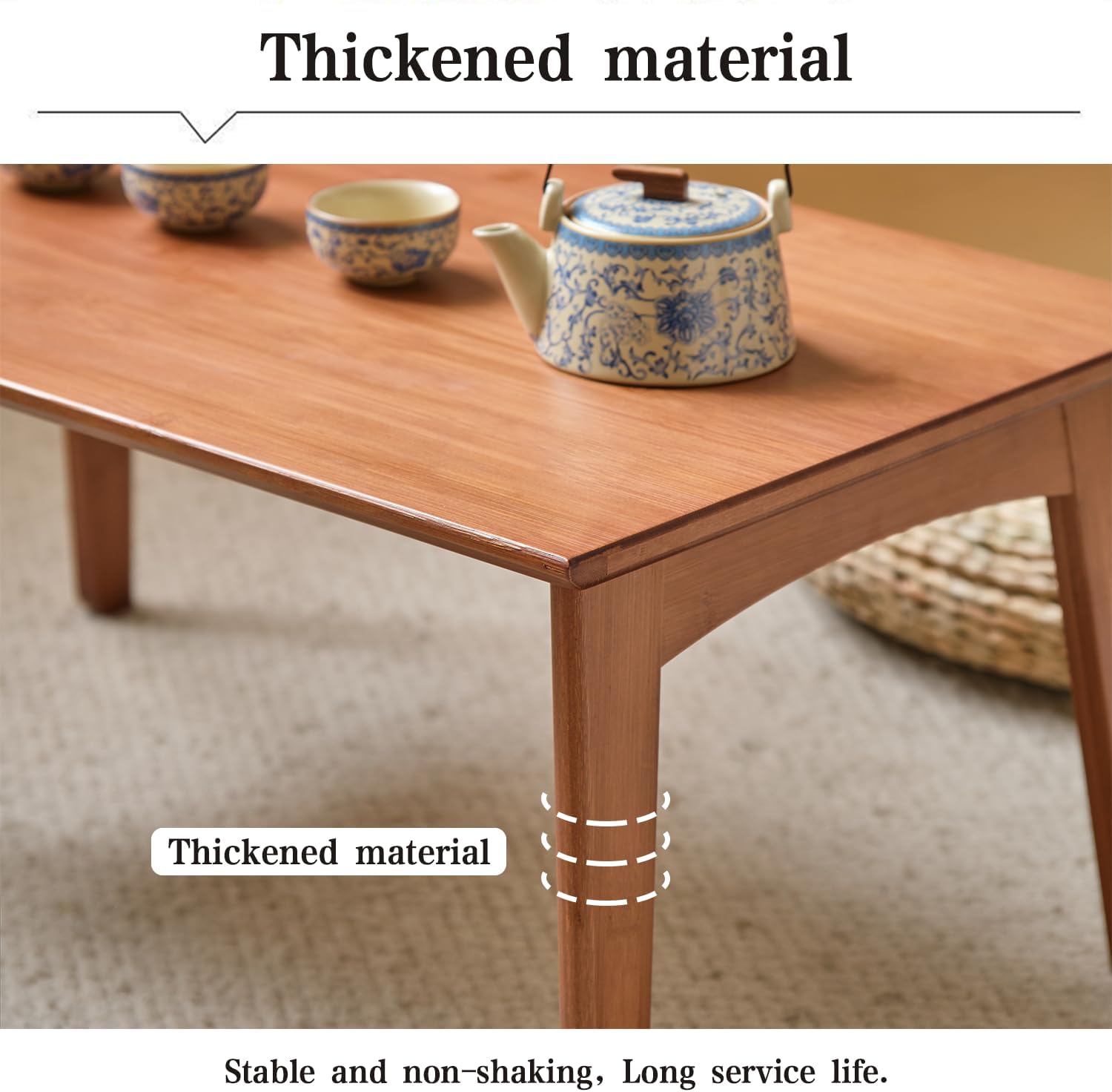 Japanese Floor Table No Assembly Required Bamboo Folding Walnut Coffee Table Bedroom 26x15.8x11.8in Furniture Low Tea Table for Sitting on The Floor Walnut Large